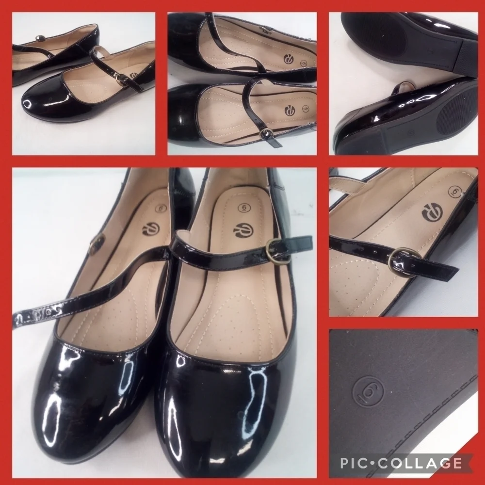 Girls black patent leather shoes.